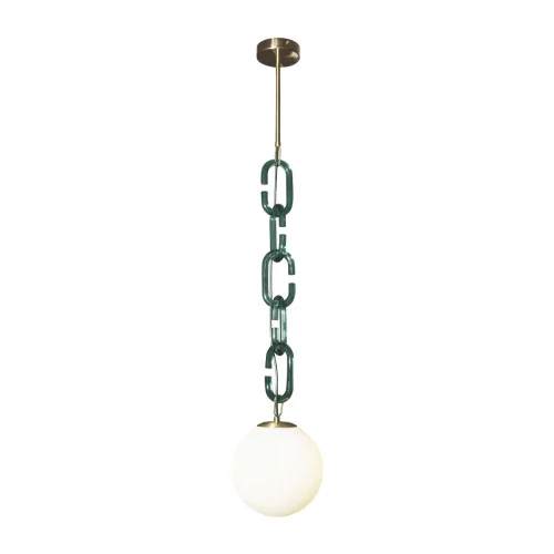 Светильник подвесной Chain 10128P Green LOFT IT белый 1 лампа, основание зелёное золотое в стиле современный шар фото 4
